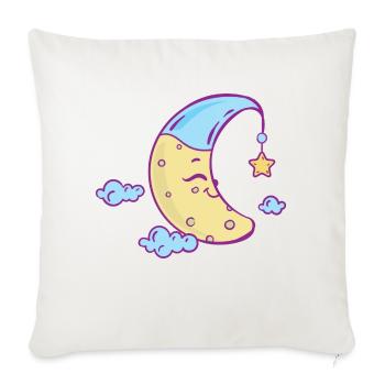 Sleepy Moon With Star Dangle - Throw Pillow Cover 17.5” x 17.5” - natural white - Front