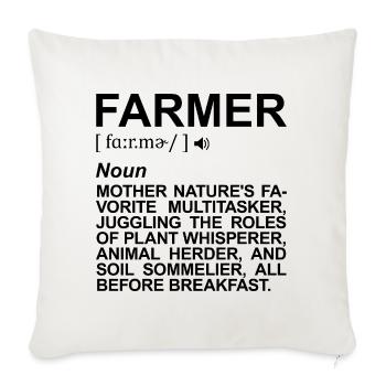 Farmer Dictionary - Throw Pillow Cover 17.5” x 17.5” - natural white - Front