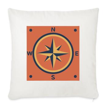  Retro Compass Rose Outdoor - Throw Pillow Cover 17.5” x 17.5” - natural white - Front