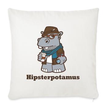 Hipsterpotamus - Throw Pillow Cover 17.5” x 17.5” - natural white - Front