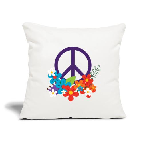 Hippie Peace Design avec des fleurs - Housse de coussin décorative