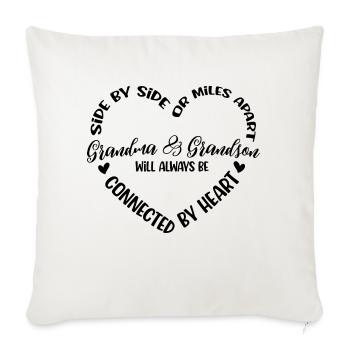 Grandma and Grandson Will Always be Connected - Throw Pillow Cover 17.5” x 17.5” - natural white - Front