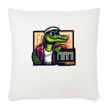 Crocodile - miami florida - Throw Pillow Cover 17.5” x 17.5” - natural white - Front