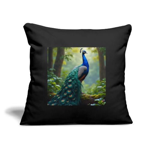 Majestic Peacock in Enchanted Forest - Throw Pillow Cover 17.5” x 17.5”