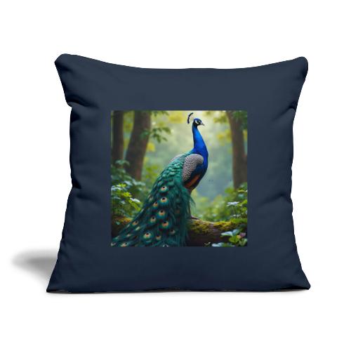 Majestic Peacock in Enchanted Forest - Throw Pillow Cover 17.5” x 17.5”