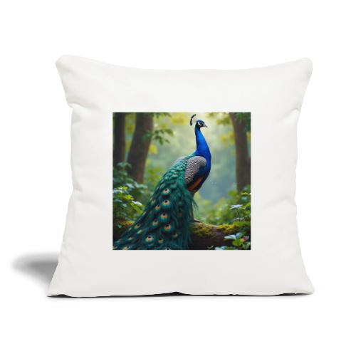 Majestic Peacock in Enchanted Forest - Throw Pillow Cover 17.5” x 17.5”