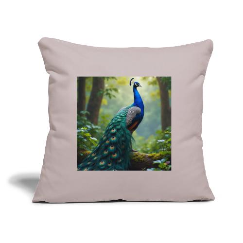 Majestic Peacock in Enchanted Forest - Throw Pillow Cover 17.5” x 17.5”