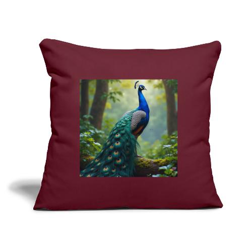 Majestic Peacock in Enchanted Forest - Throw Pillow Cover 17.5” x 17.5”