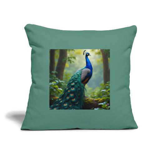 Majestic Peacock in Enchanted Forest - Throw Pillow Cover 17.5” x 17.5”
