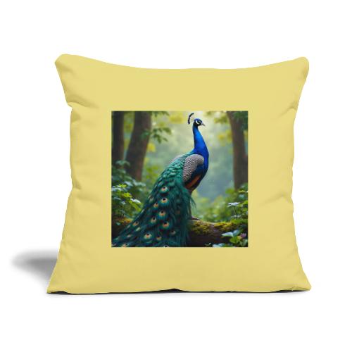 Majestic Peacock in Enchanted Forest - Throw Pillow Cover 17.5” x 17.5”