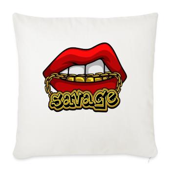 Savage - Throw Pillow Cover 17.5” x 17.5” - natural white - Front