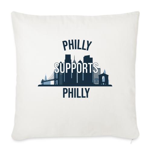 Philly Supports Philly skyline blue transparentbg - Throw Pillow Cover 17.5” x 17.5”