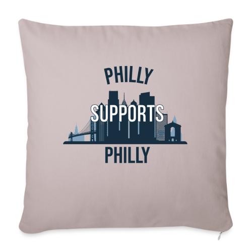 Philly Supports Philly skyline blue transparentbg - Throw Pillow Cover 17.5” x 17.5”