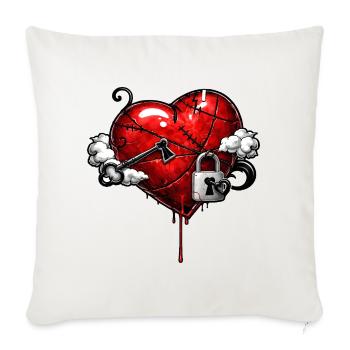 Scarred Heart with Lock - Throw Pillow Cover 17.5” x 17.5” - natural white - Front