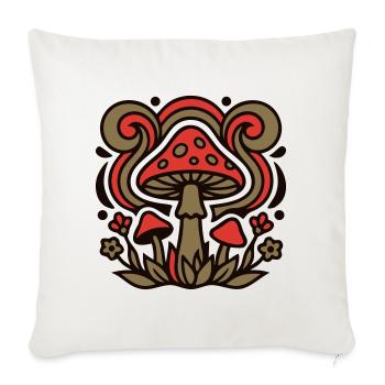 Psychedelic Mushrooms Graphic - Throw Pillow Cover 17.5” x 17.5” - natural white - Front