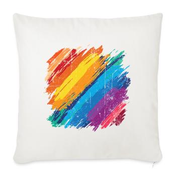 Prismatic Rainbow Brushstrokes - Throw Pillow Cover 17.5” x 17.5” - natural white - Front