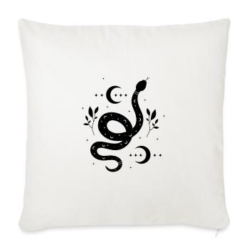 Black Serpent With Branches And Moons - Throw Pillow Cover 17.5” x 17.5” - natural white - Front