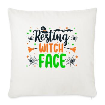 Resting Witch Face - Throw Pillow Cover 17.5” x 17.5” - natural white - Front