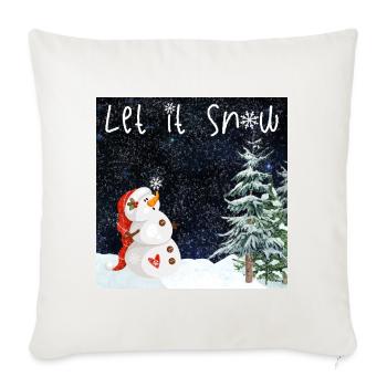 Snowman - Let it snow - Throw Pillow Cover 17.5” x 17.5” - natural white - Front