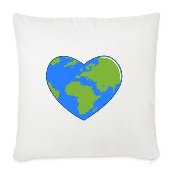 Earth Day World Map as Love Heart - Throw Pillow Cover 17.5” x 17.5” - natural white - Front