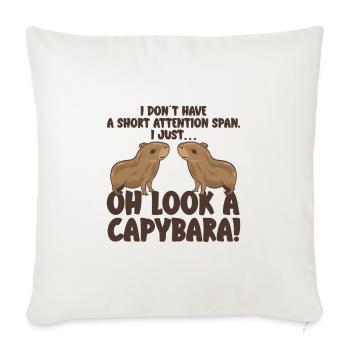 Capybara zoo animal design - Throw Pillow Cover 17.5” x 17.5” - natural white - Front