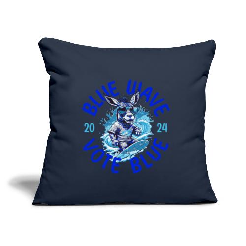 Ride The Blue Wave 2024 Election Surfing Design - Throw Pillow Cover 17.5” x 17.5”