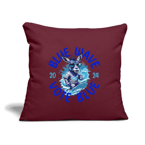 Ride The Blue Wave 2024 Election Surfing Design - Throw Pillow Cover 17.5” x 17.5”