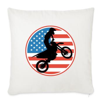 Motocross - Throw Pillow Cover 17.5” x 17.5” - natural white - Front