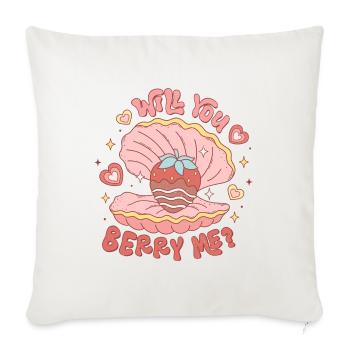 Will You Berry Me - Throw Pillow Cover 17.5” x 17.5” - natural white - Front
