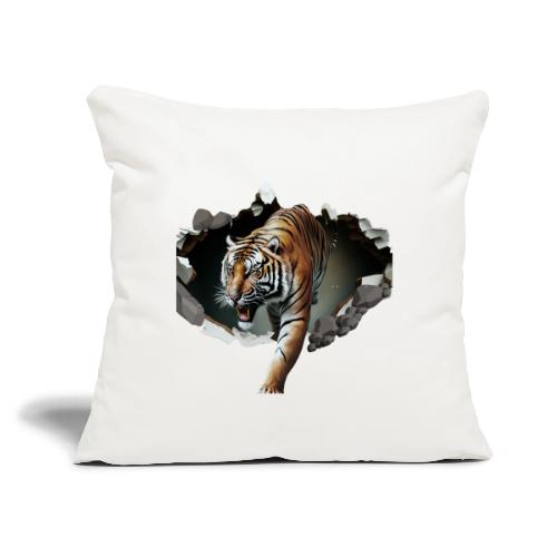Fashion Design Tiger Coming Out, Wild Feline Tiger - Throw Pillow Cover 17.5” x 17.5”