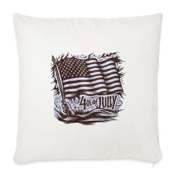 American Flag Waving 4th of July Independence Day - Throw Pillow Cover 17.5” x 17.5” - natural white - Front