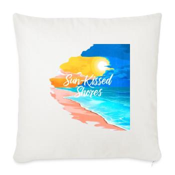 Sun Kissed Shores Summer Vibe Funny Typography - Throw Pillow Cover 17.5” x 17.5” - natural white - Front