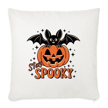 Stay Spooky Halloween Pumpkin Bat - Throw Pillow Cover 17.5” x 17.5” - natural white - Front