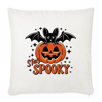 Stay Spooky Halloween Pumpkin Bat - Throw Pillow Cover 17.5” x 17.5” - natural white - Front