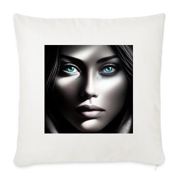 "Emerald Gaze" - Throw Pillow Cover 17.5” x 17.5” - natural white - Front
