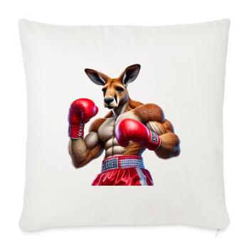Boxing Kangaroo: Fierce Fighter in the Ring - Throw Pillow Cover 17.5” x 17.5” - natural white - Front