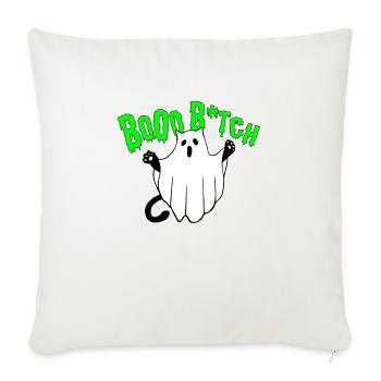 Spooky Sass: Boo B*tch Green - Throw Pillow Cover 17.5” x 17.5” - natural white - Front