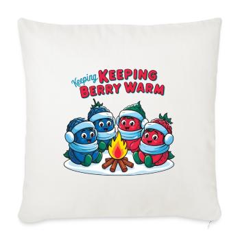 Keeping Keeping Berry Warm - Throw Pillow Cover 17.5” x 17.5” - natural white - Front