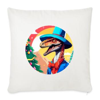 Merry Raptor Christmas - Throw Pillow Cover 17.5” x 17.5” - natural white - Front