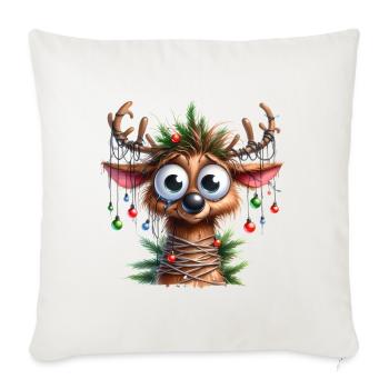 Christmas Merry Christmas For Gift Funny Reindeer - Throw Pillow Cover 17.5” x 17.5” - natural white - Front