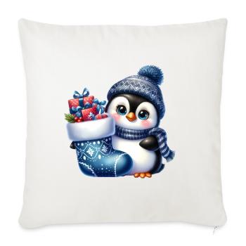 Christmas Merry Christmas For Gift Penguin - Throw Pillow Cover 17.5” x 17.5” - natural white - Front