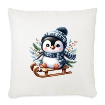 Christmas Merry Christmas For Gift Penguin - Throw Pillow Cover 17.5” x 17.5” - natural white - Front