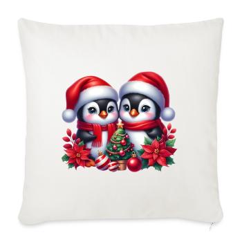 Christmas Merry Christmas For Gift Penguins - Throw Pillow Cover 17.5” x 17.5” - natural white - Front