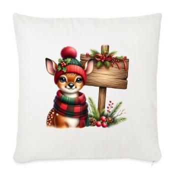 Christmas Merry Christmas For Gift Deer - Throw Pillow Cover 17.5” x 17.5” - natural white - Front