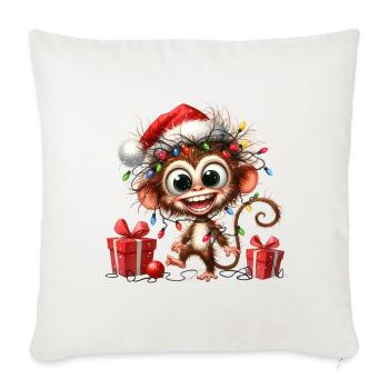 Christmas Merry Christmas For Gift Monkey - Throw Pillow Cover 17.5” x 17.5” - natural white - Front
