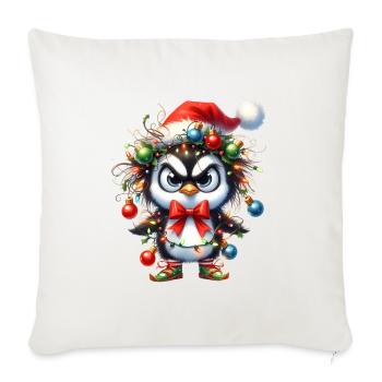 Christmas Merry Christmas For Gift Penguin - Throw Pillow Cover 17.5” x 17.5” - natural white - Front