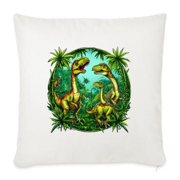 Jurassic Jungle Dinosaur Scene - Throw Pillow Cover 17.5” x 17.5” - natural white - Front