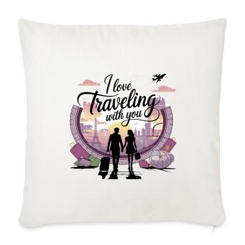 Romantic Travel Adventures – Explore the World wit - Throw Pillow Cover 17.5” x 17.5” - natural white - Front