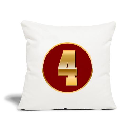Number 4 in Gold Varsity Font - Throw Pillow Cover 17.5” x 17.5”