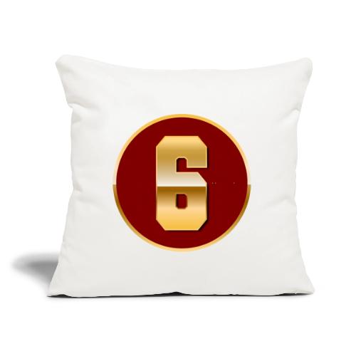 Number 6 in Gold Varsity Font - Throw Pillow Cover 17.5” x 17.5”